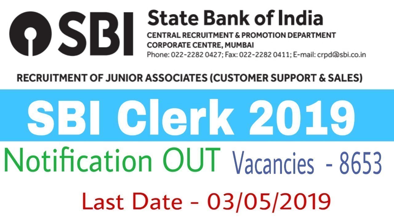 sbi clerk 2019 notification - sbi clerk 2019 notification released | sbi clerk notification