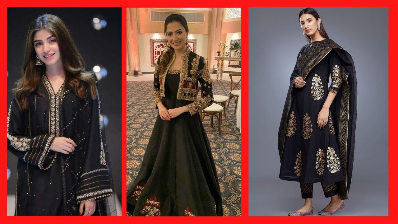 Black Colour Dress Designs ll Girls 2022 Black Colour Dress Designs For Eid ll Black Suit