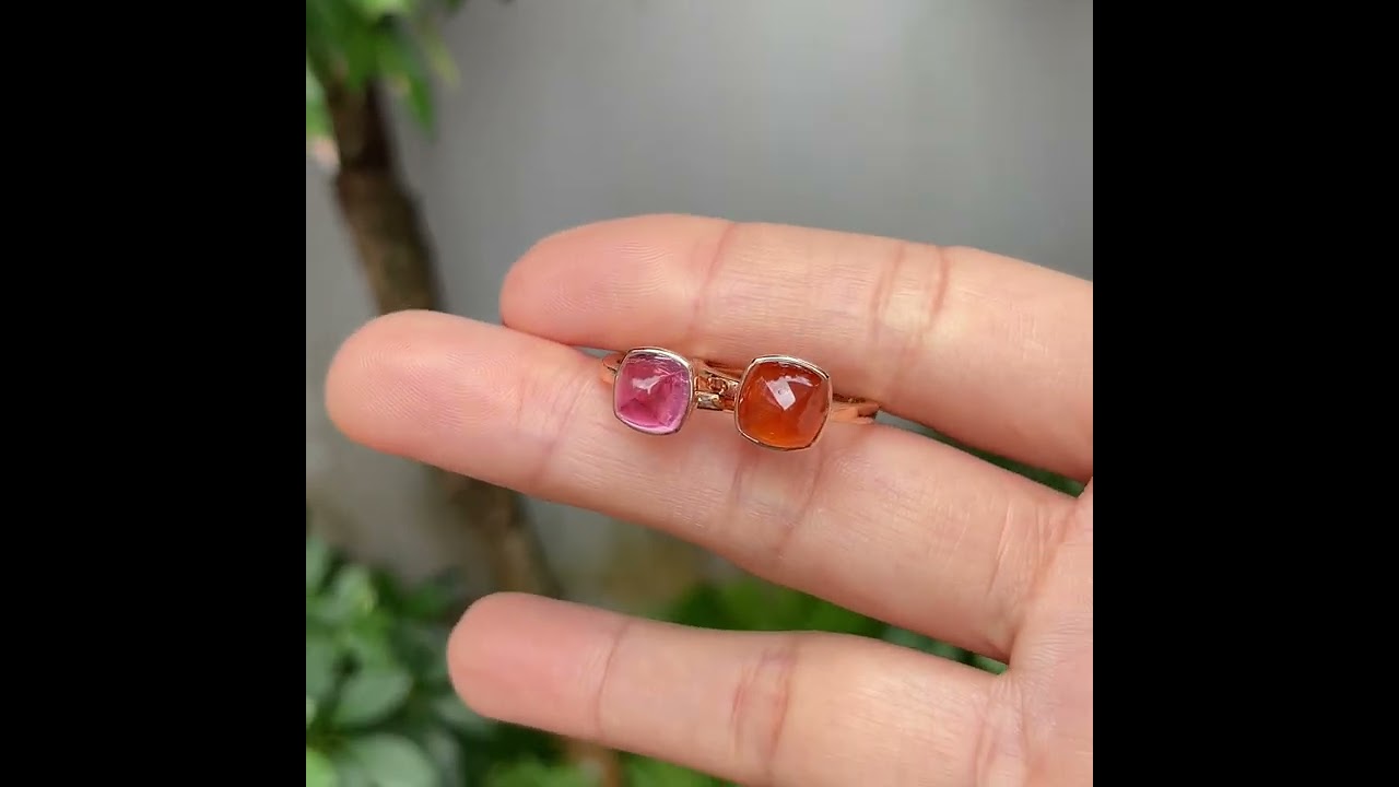 Sugarloaf Rings - Orange Spessartite & Pink Tourmaline (NJR131)