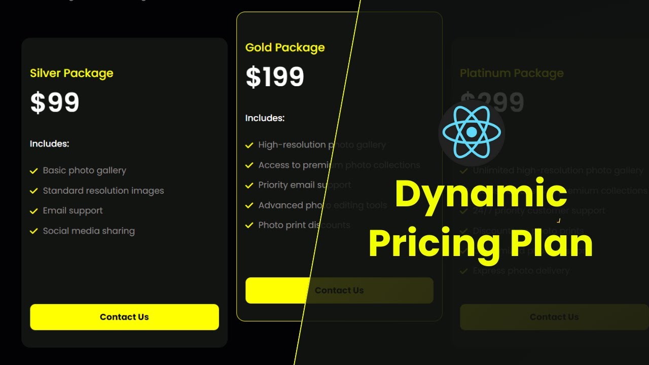 How To Make Pricing Table Using React | Price Plan on Website In React ...