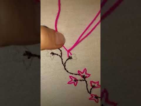 Hand embroidery for beginners   how to embroider easy beautiful flower. ხელით ქარგვა დამწყებთათვის