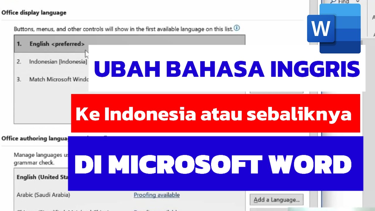 Ubah Bahasa Microsoft Word ke Bahasa Indonesia atau Inggris