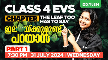 Class 4 EVS | The Leaf Too Has To Say - ഇലയ്ക്കുമുണ്ട് പറയാൻ - Part 1 | Xylem Class 4