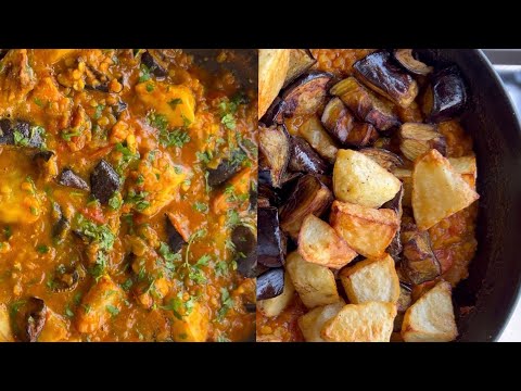 عدس بالبطاطا والباذنجان