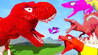 Dinosaur TRex vs Godzilla IRex vs Stegoceratops Jurassic World Evolution Dinosaurs Fighting