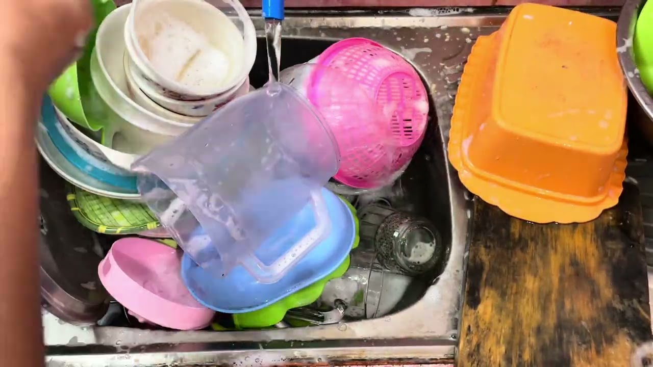 Relaxing Dish Washing ASMR | Real Kitchen Sounds 🧼🍽️