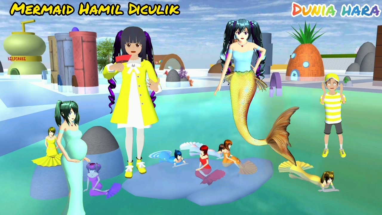 Yuta Mio Main Ke Bikini Bottom , Putri Duyung Mermaid Hamil DICULIK 😰😱 | Sakura School Simulator