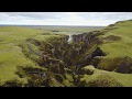 Fjaðrárgljúfur Canyon in Iceland from above (condensed Drone Footage)