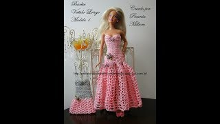 Crochê Barbie - Vestido Retrô de Crochê Para Barbie Por Pecunia Milliom 