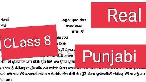 Punjabi Sample paper 2023(Class 8)#pseb #solved #class8 #punjabi