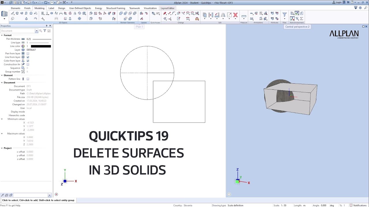 Quicktip 19: Delete Surfaces in 3D Objects with Allplan - YouTube