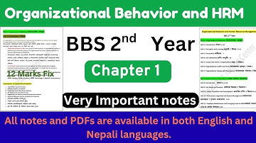 Organizational Behavior BBS 2nd Year Unit 1 //Explain in English + Nepali// #OBHRM Fix 12 marks