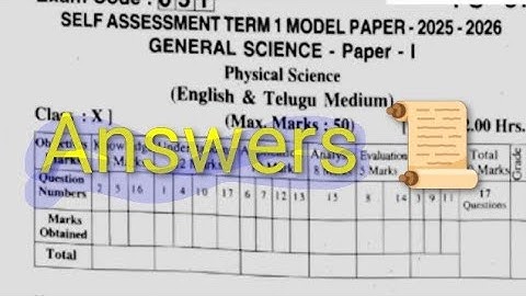 💯10th class sa-1 physics real question paper answers key self assessment term 1 question paper p.s 
