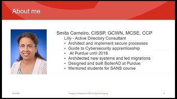 CERIAS 2020 Security Symposium - Smita Carneiro, Active Directory Consultant at Eli Lilly