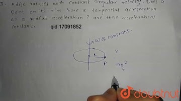 A disc rotates with constant angular velocity. Doesa point on its rim have a tangential