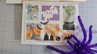 Waffle flower postage collage Spooktacular & Fall stencils & stamps