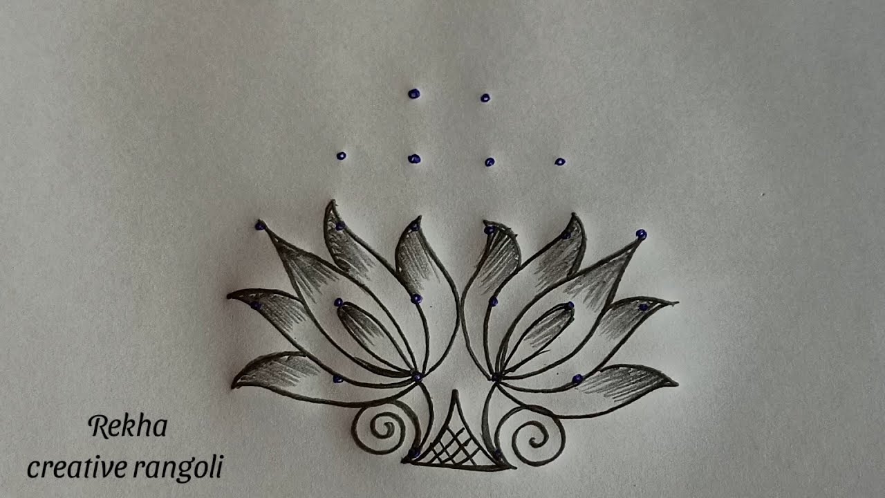 lotus flower rangoli | deepam rangoli | vilaku kolam | poo kolam |kolangal 