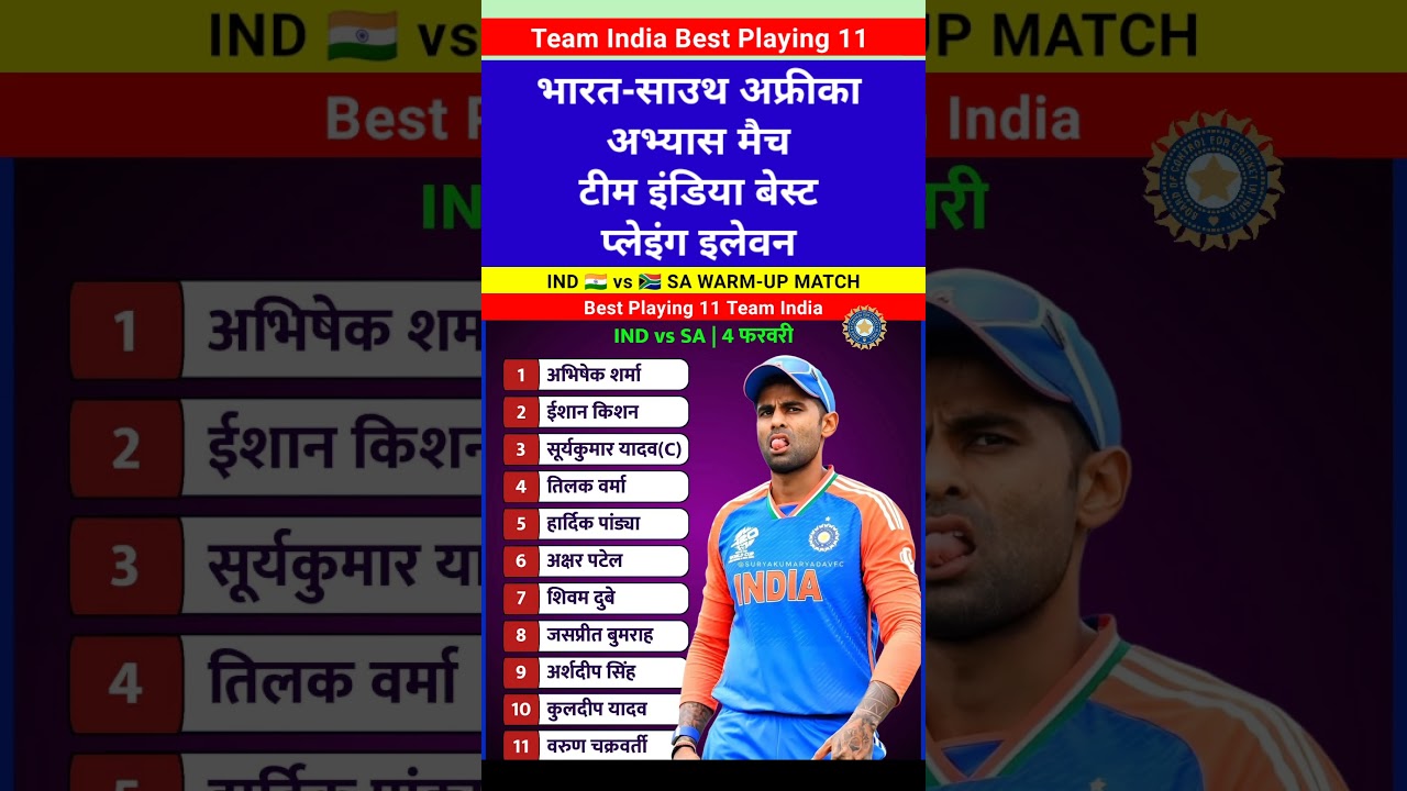 India vs South Africa Warm-up Match T20 World Cup 2026 Best Playing 11 