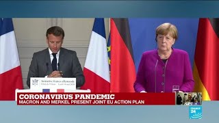 French president emmanuel macron and german chancellor angela merkel
on may 18 presented a joint action plan to face the covid-19 epidemic
in europe. they pr...