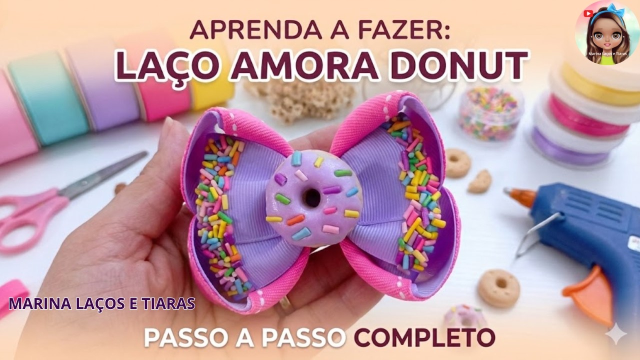 Laço Amora com Gravatinha Dupla Luxo - Tema Doces 🍭🎀 (Passo a Passo)