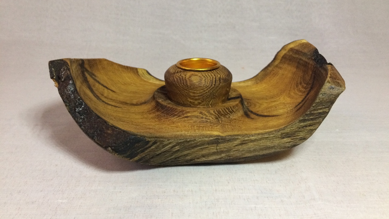 Wood turning Natural edge candlestick holder (Laburnum) YouTube
