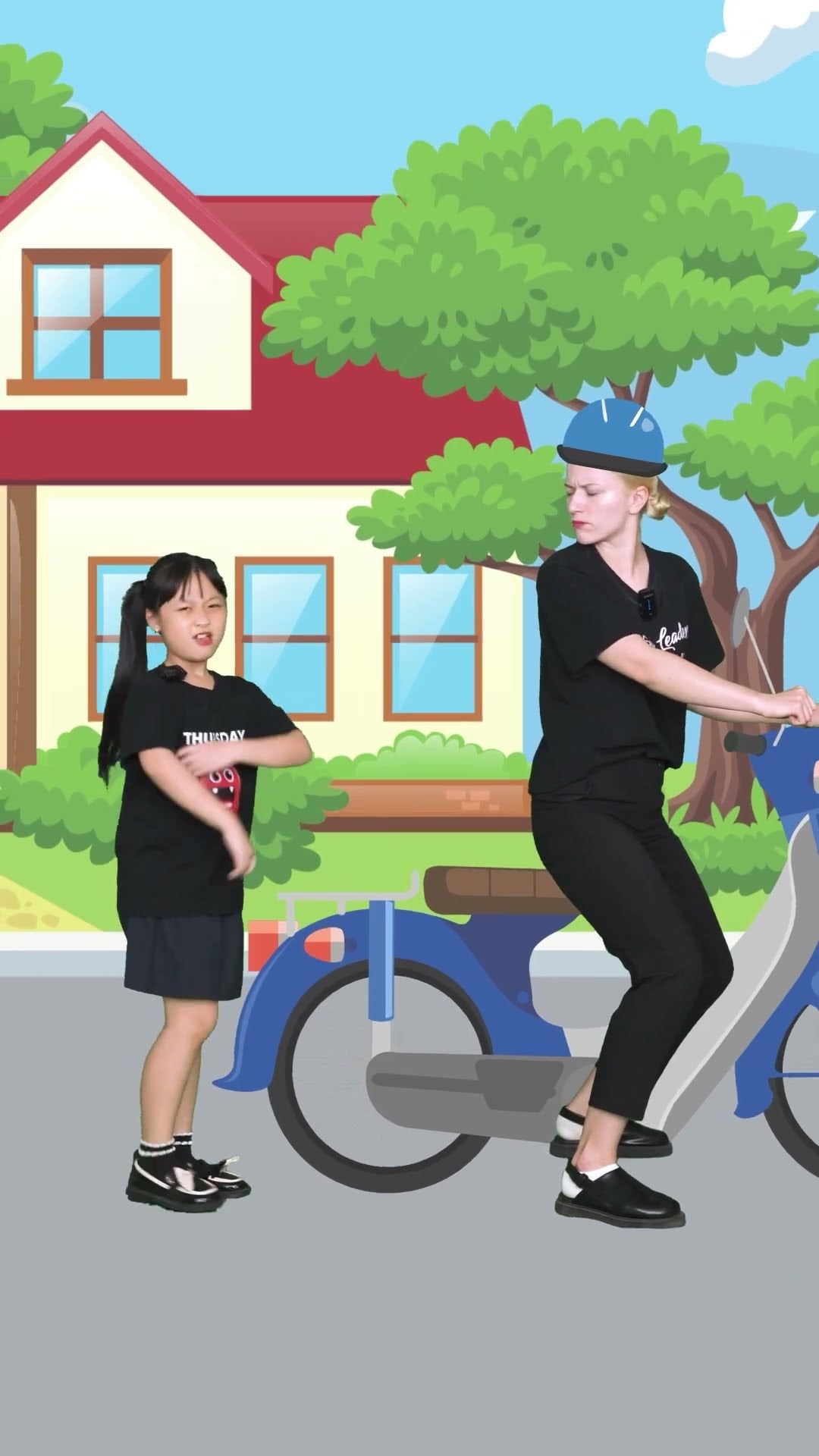 Bé học tiếng Anh qua hoạt hình nhớ đội mũ bảo hiểm khi tham gia giao thông  #binggoleaders #funny