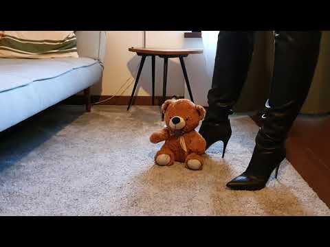 Mr Teddy Gets Trampled in Guess Leather High Heel Boots PREVIEW