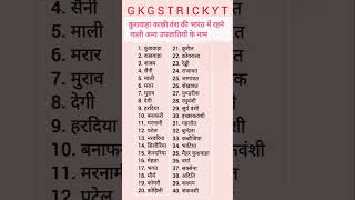 कशवह कछ वश क उपजतय Kushwaha Sub-Castes Of The Kachhi Clan