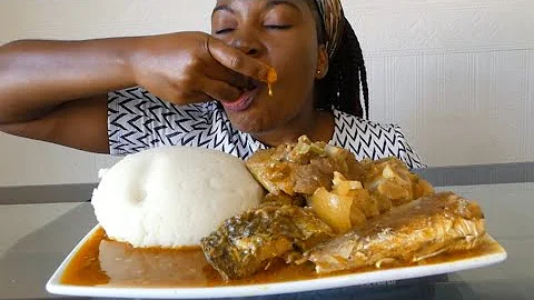 Asmr Mukbang ogbono soup with fufu/ Nigerian food