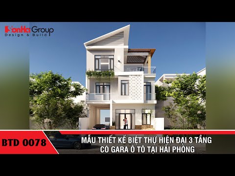 Mẫu thiết kế biệt thự hiện đại 3 tầng có gara ô tô tại Hải Phòng – SH BTD 0079
