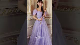 最終SALE☆格安☆イギリス製☆キラキラ輝く美しいライラック　スタンダードドレス ライラックカラーのキラキラグリッター装飾のオフショルダープリンセス