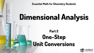 Dimensional Analysis. PART 2. One-Step Unit Conversions