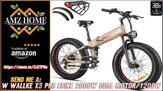 Overview W Wallke X3 Pro Electric Bike 2000W Dual Motor/1200W Full Suspension 1056WH Foldable,Amazon