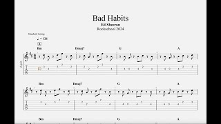 G2 Bad habits Guitar Rockschool 2024 Grade 2 Tab