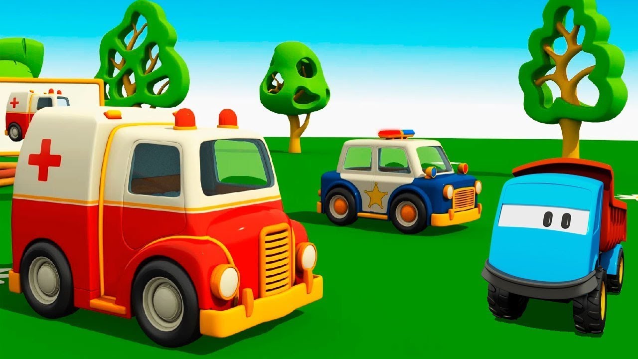 Léo o caminhão curioso. Carro de Polícia. Animação infantil. 