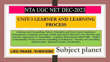 Guidance and Counselling|| UGC NET|| UNIT-3|| Paper-2 EDUCATION