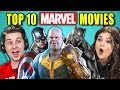 COLLEGE KIDS REACT TO TOP 10 MARVEL MOVIES OF ALL TIME