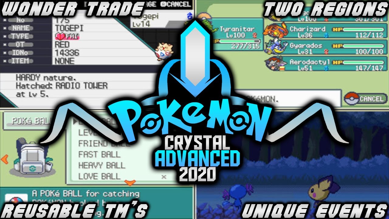 New Update Pokemon Crystal Advance Rom Hack With Two Regions Wonder Trade B W Sprites Youtube