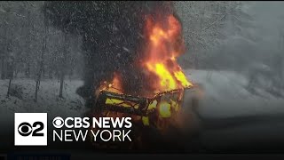 RV bursts into flames on I-287 in Mahwah, N.J.