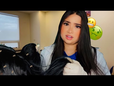 ASMR:ENFERMEIRA DA ESCOLA VERIFICA SEUS PIOLHOS 🦠A escola está infestada🦠