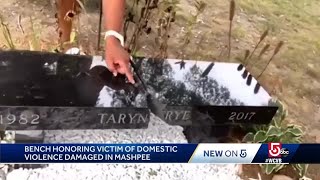 Bench honoring victim of domestic violence vandalized