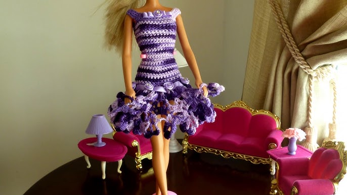 Como Fazer Vestido Longo de Crochê Para Boneca Barbie - Saia Parte 1 - Com  Pecunia Milliom Crochê 