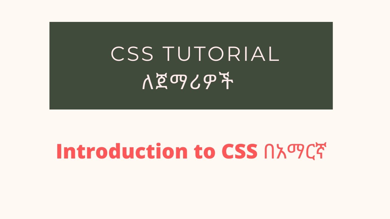 CSS tutorial for beginners part-1(CSS ኮርስ ለጀማሪዎች) - YouTube