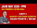 JAIIB-PPB MAY 2026 - Get 2 Marks in 10 Min Video: Exam Points Banker- Customers with MCQs