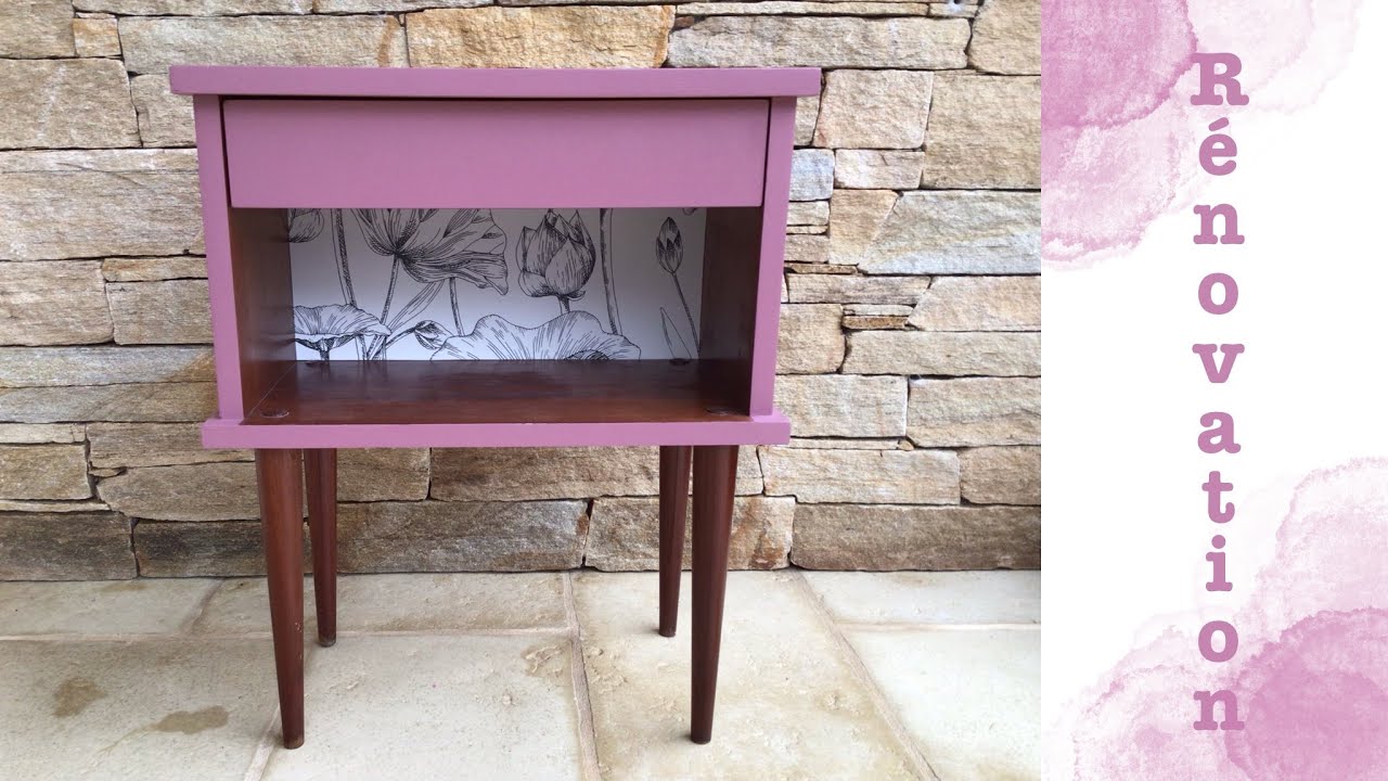r-novation-d-une-table-de-nuit-peinture-papier-peint-lasure-youtube