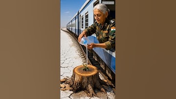Lady old Soldier saved the Guava tree from drying up by watering it 😭 #ai​ #plants​ #save​ #water