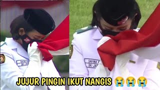 paskibraka Nasional savina fasha menangis saat mencium bendera merah putih