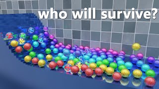 Survival Marble Race - Escape from the TSUNAMI - Blender