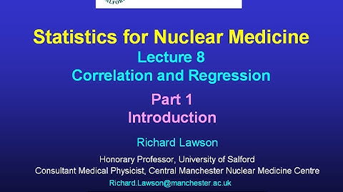 Statistics Lecture 8, Correlation and Regression; Part 1