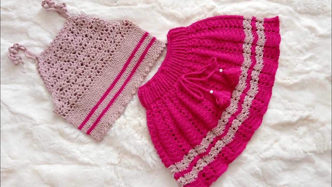 SAIA INFANTIL EM CROCHÊ DE 2 a 4 anos .
